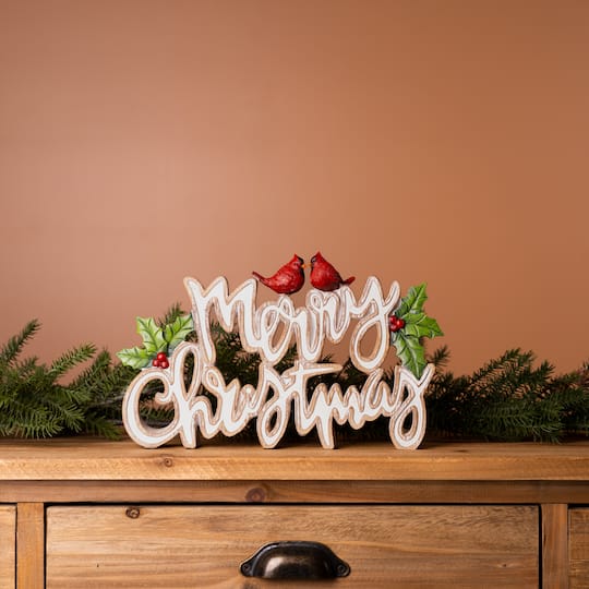 12" Cardinal Merry Christmas Tabletop Décor Set
